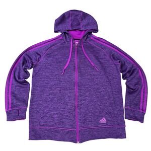 Adidas Womens Climawarm Full Zip Hoodie Purple Space Dye Heathered Size Medium